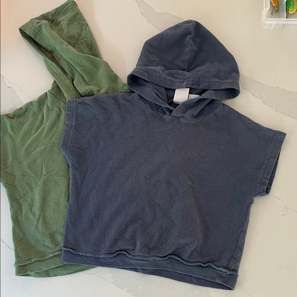 Zara Kids Green and Blue Hooded Sweatshirts (short sleeved). So cute!